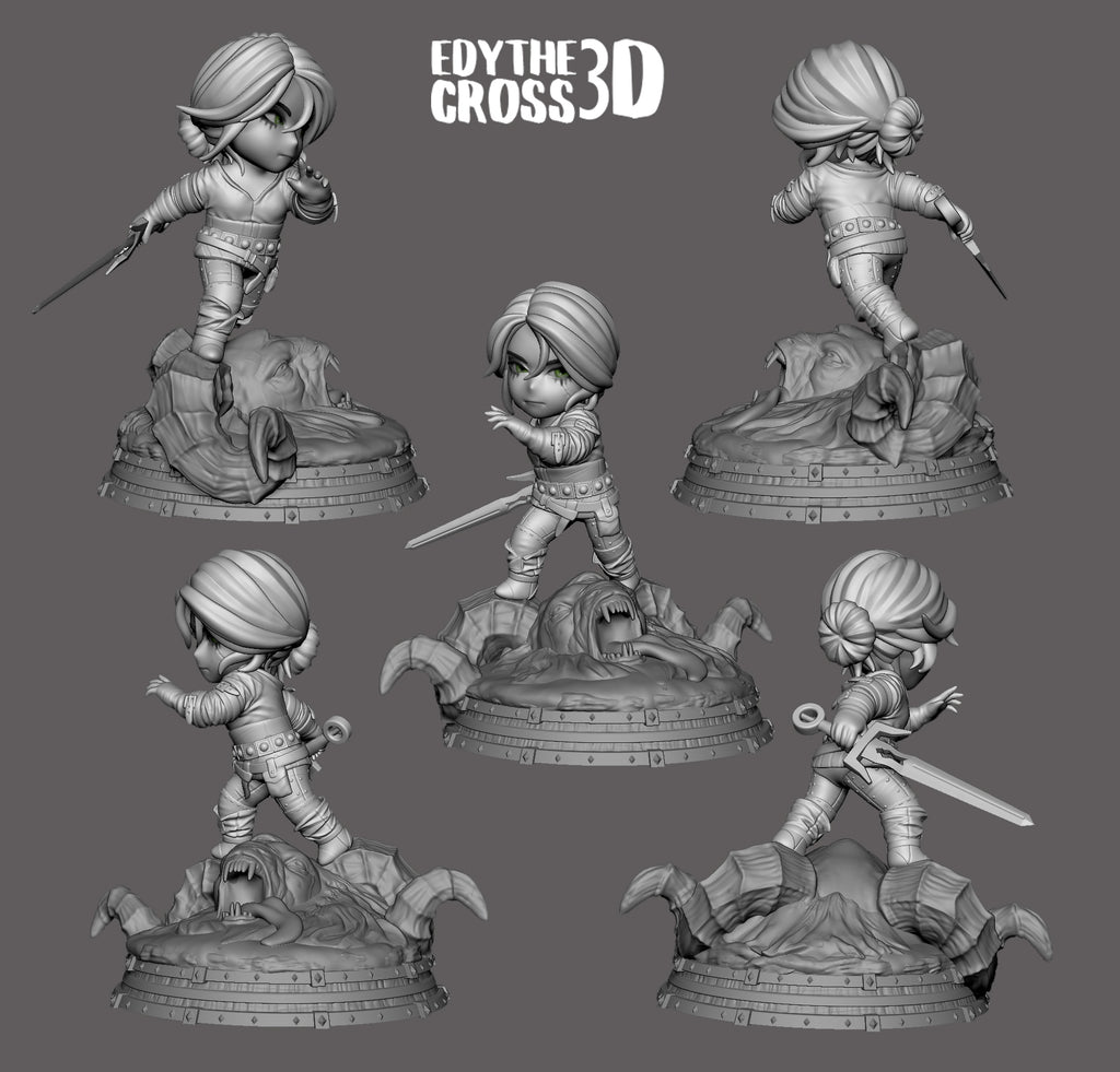 Silvermane Beastslayer | Chibi Unpainted Resin Kit Model