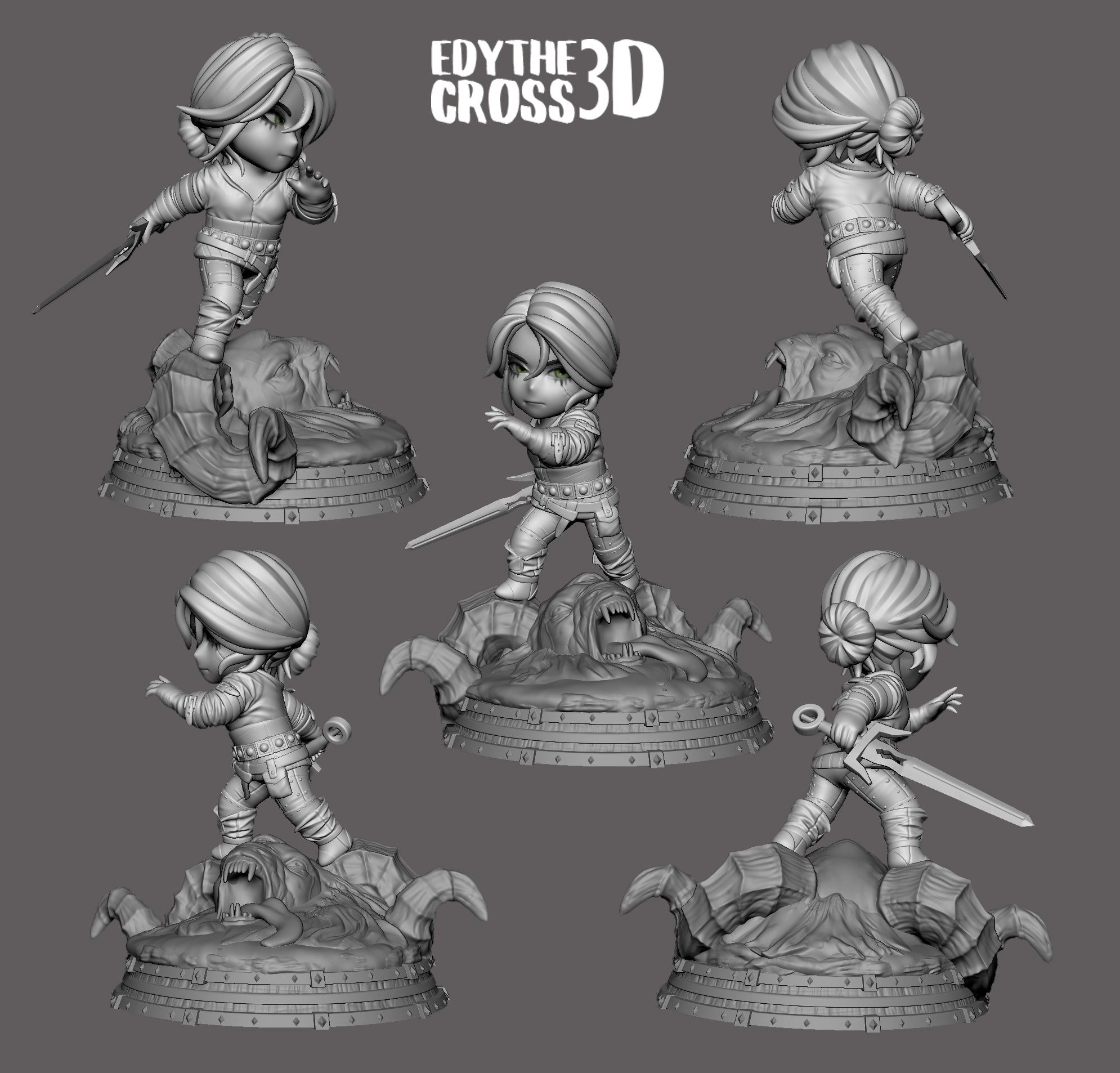 Silvermane Beastslayer | Chibi Unpainted Resin Kit Model