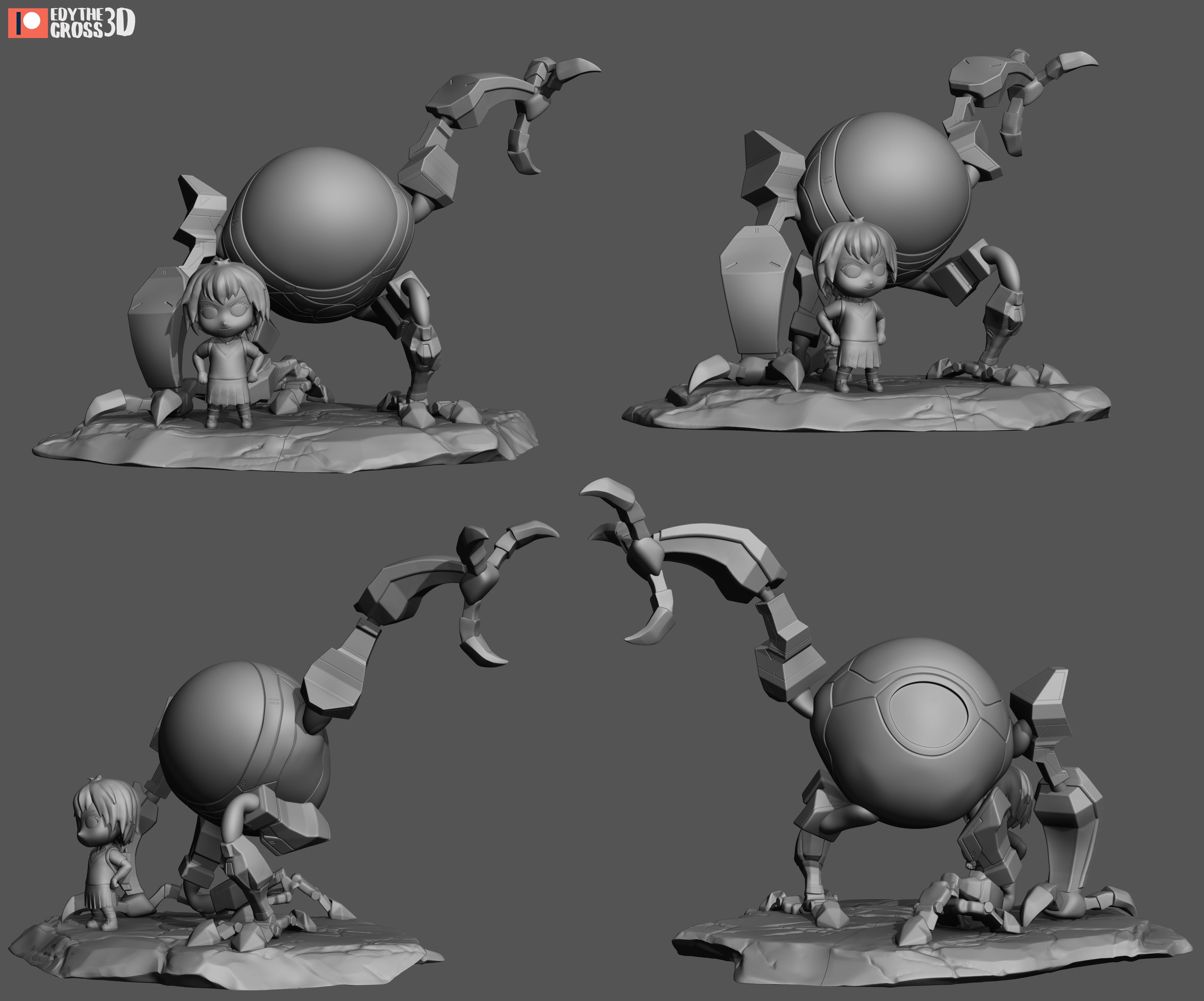Mech Guardian Pilot | Chibi Unpainted Resin Kit Model