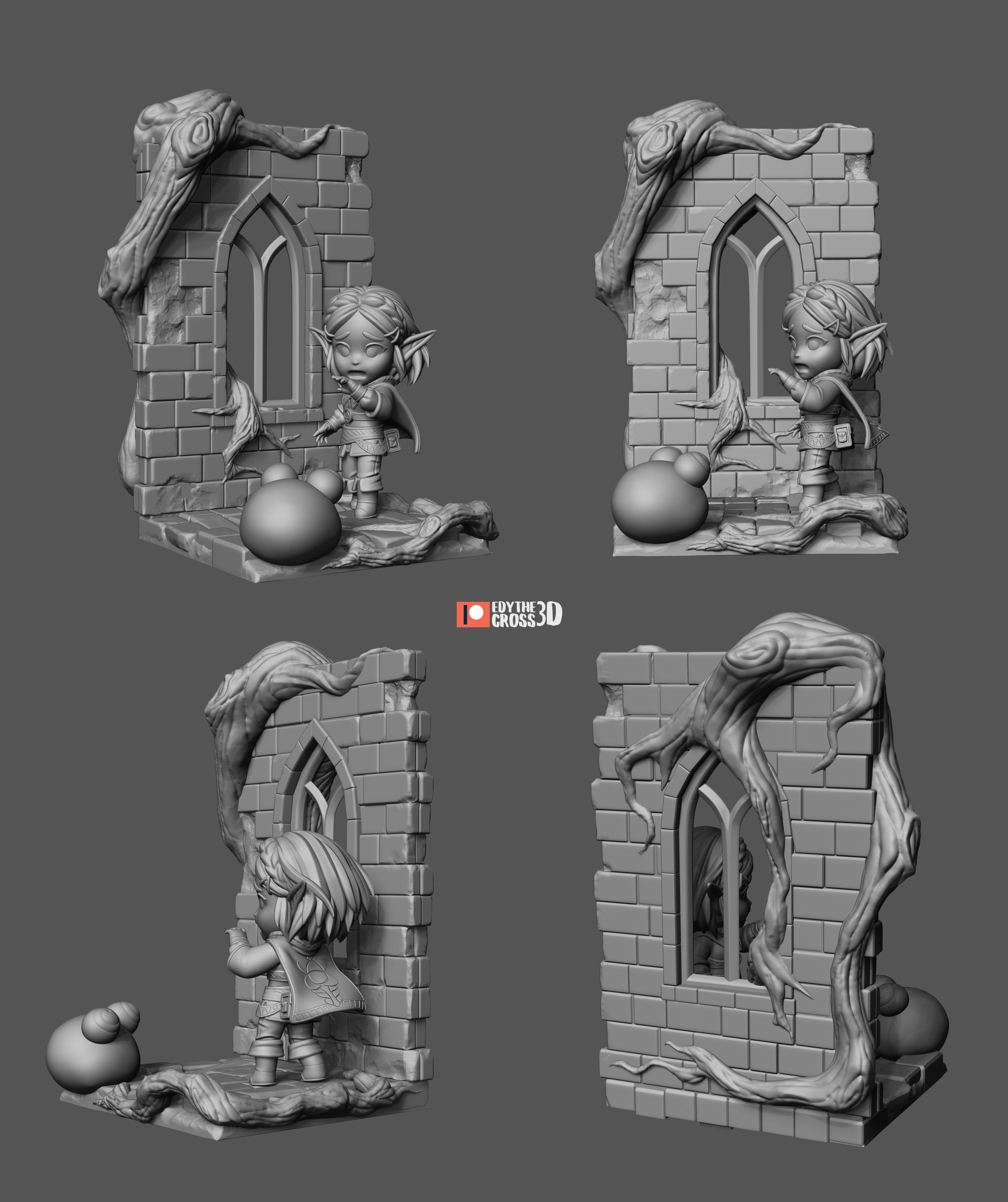 Mossveil Ruins Wanderer | Chibi Unpainted Resin Kit Model
