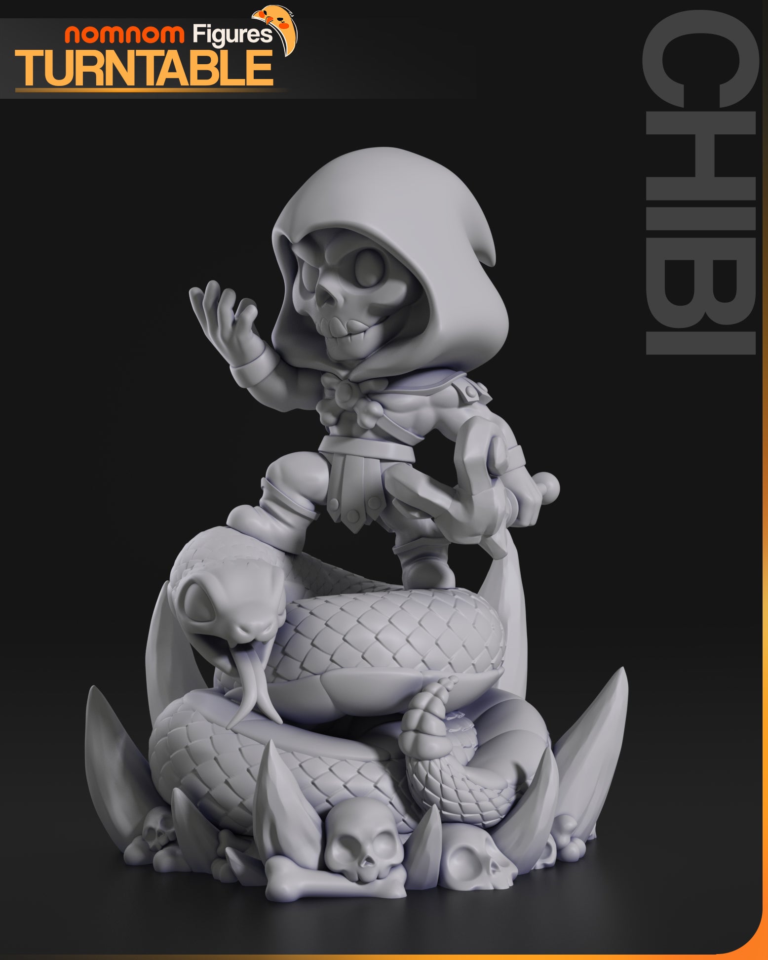 Hooded Skull Mage | Chibi Unpainted Resin Kit Model