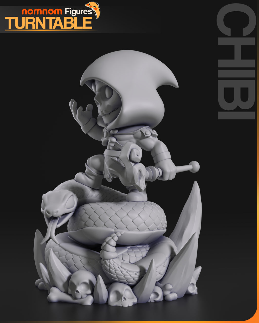 Hooded Skull Mage | Chibi Unpainted Resin Kit Model