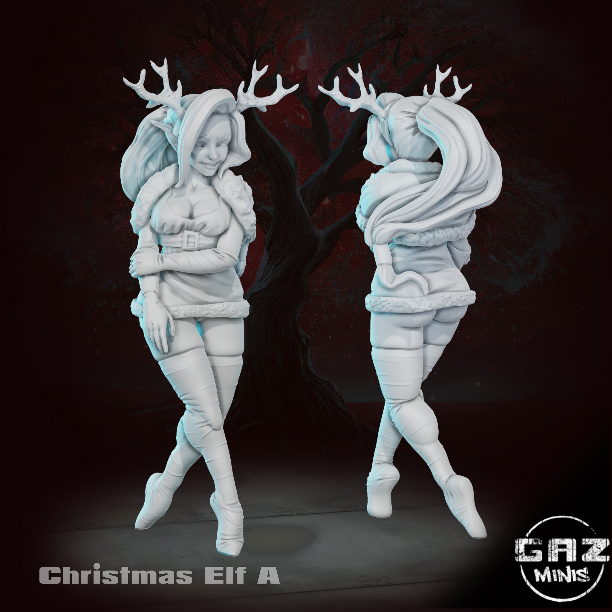 Yule Antlered Enchantress | 32mm Unpainted Resin Kit Model