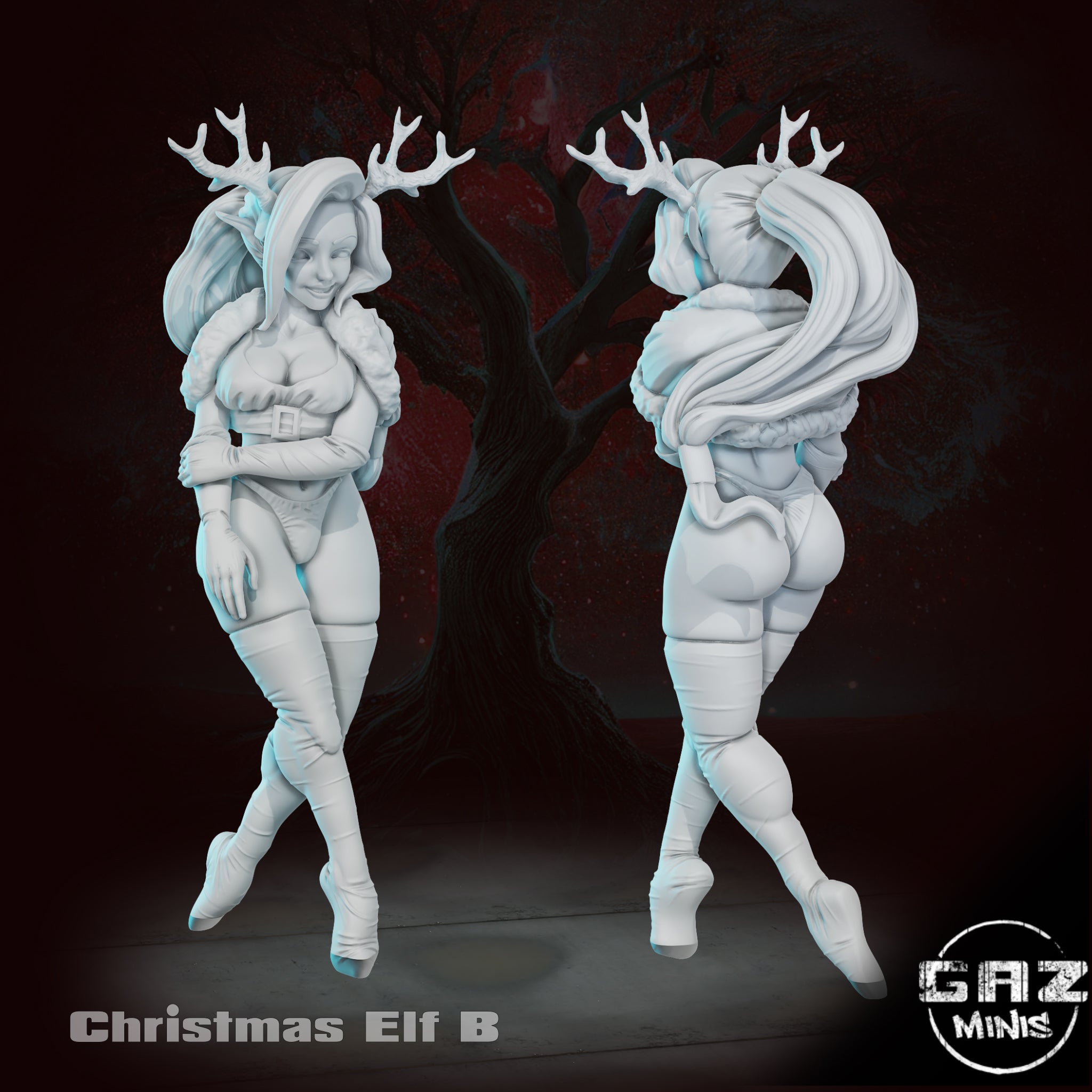 Yule Antlered Enchantress | 32mm Unpainted Resin Kit Model