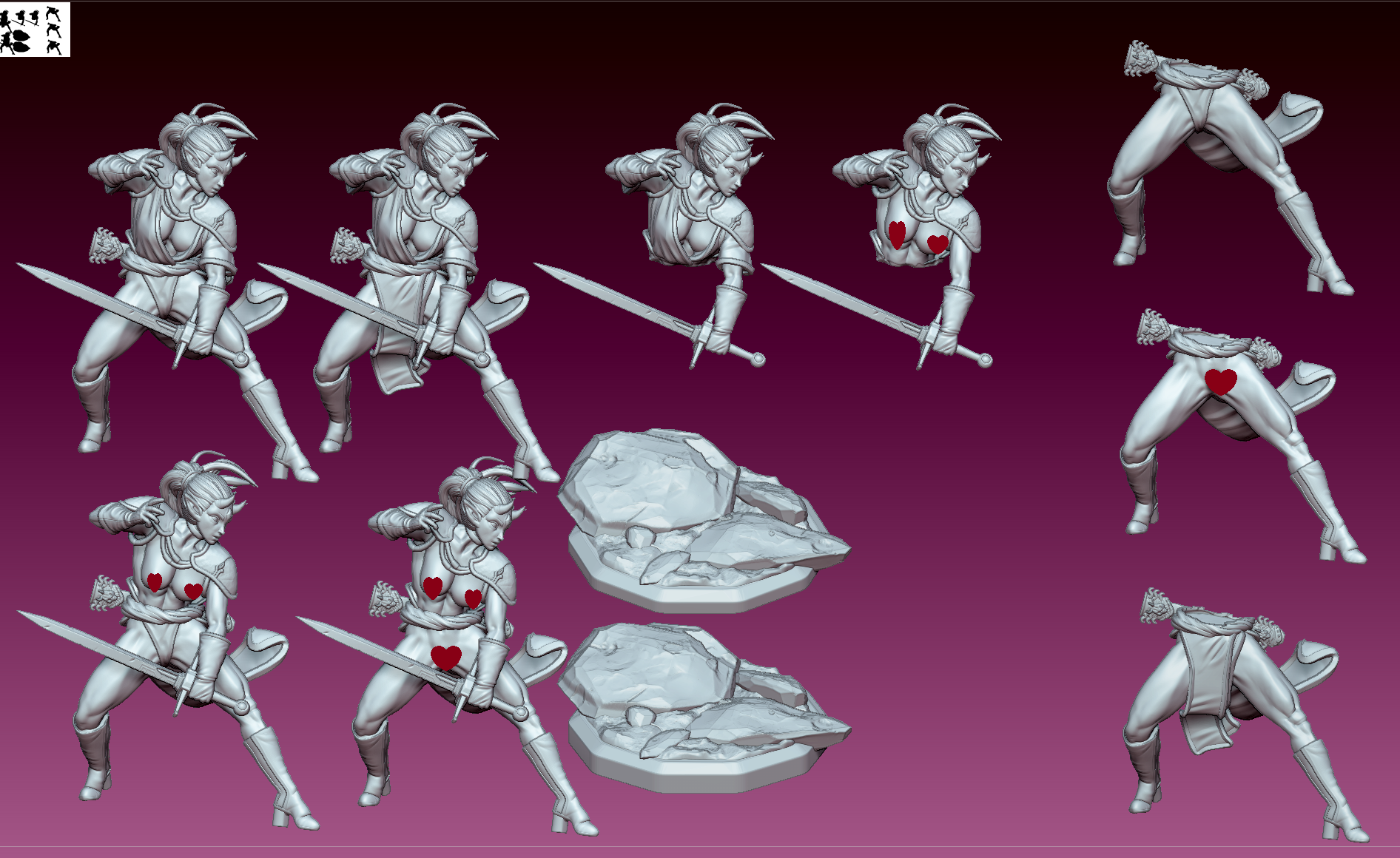 Crimson Horned Blade Fury | 32mm & 75mm Unpainted Resin Kit Model