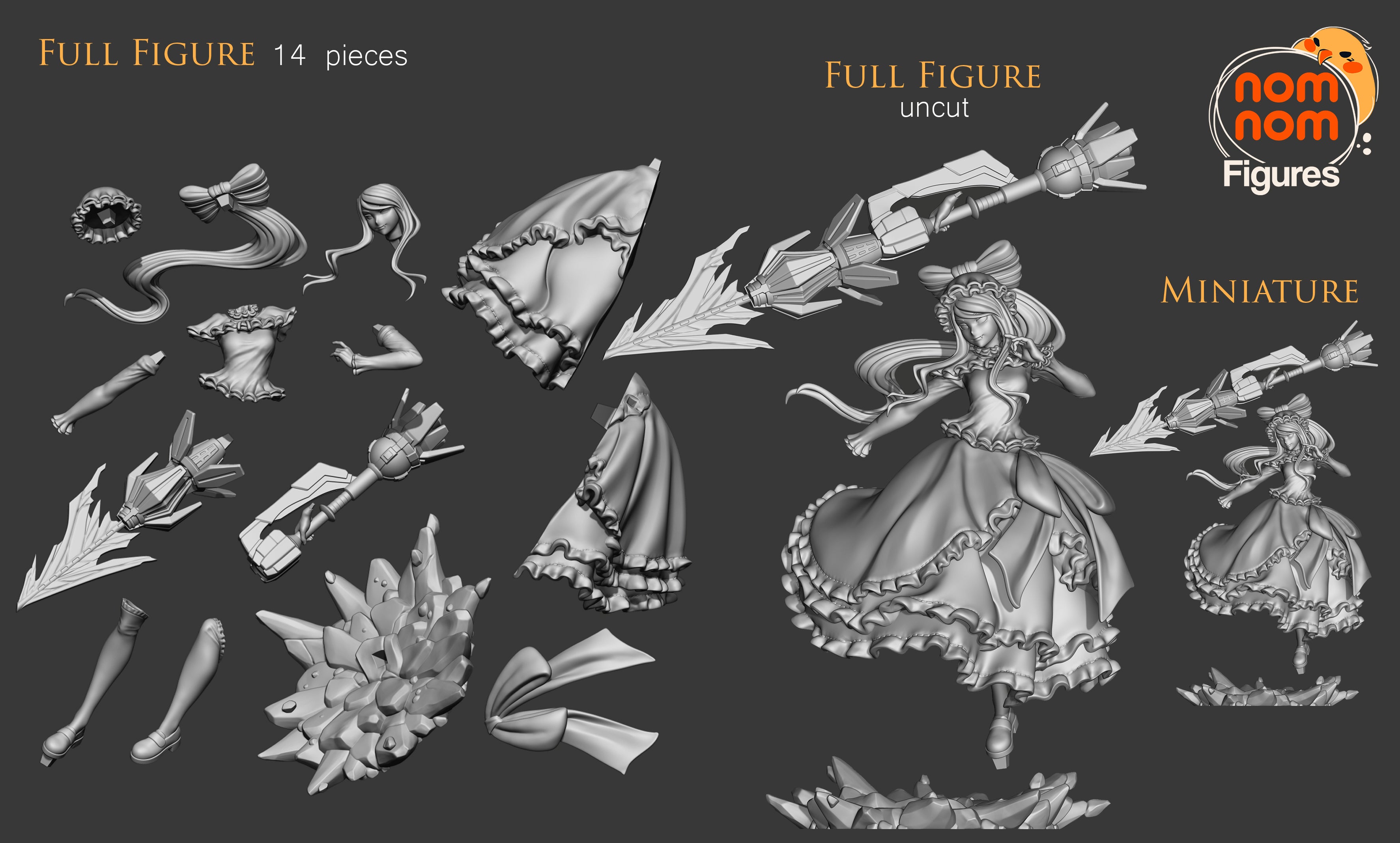 Crimson Lace Nocturne | Chibi Unpainted Resin Kit Model